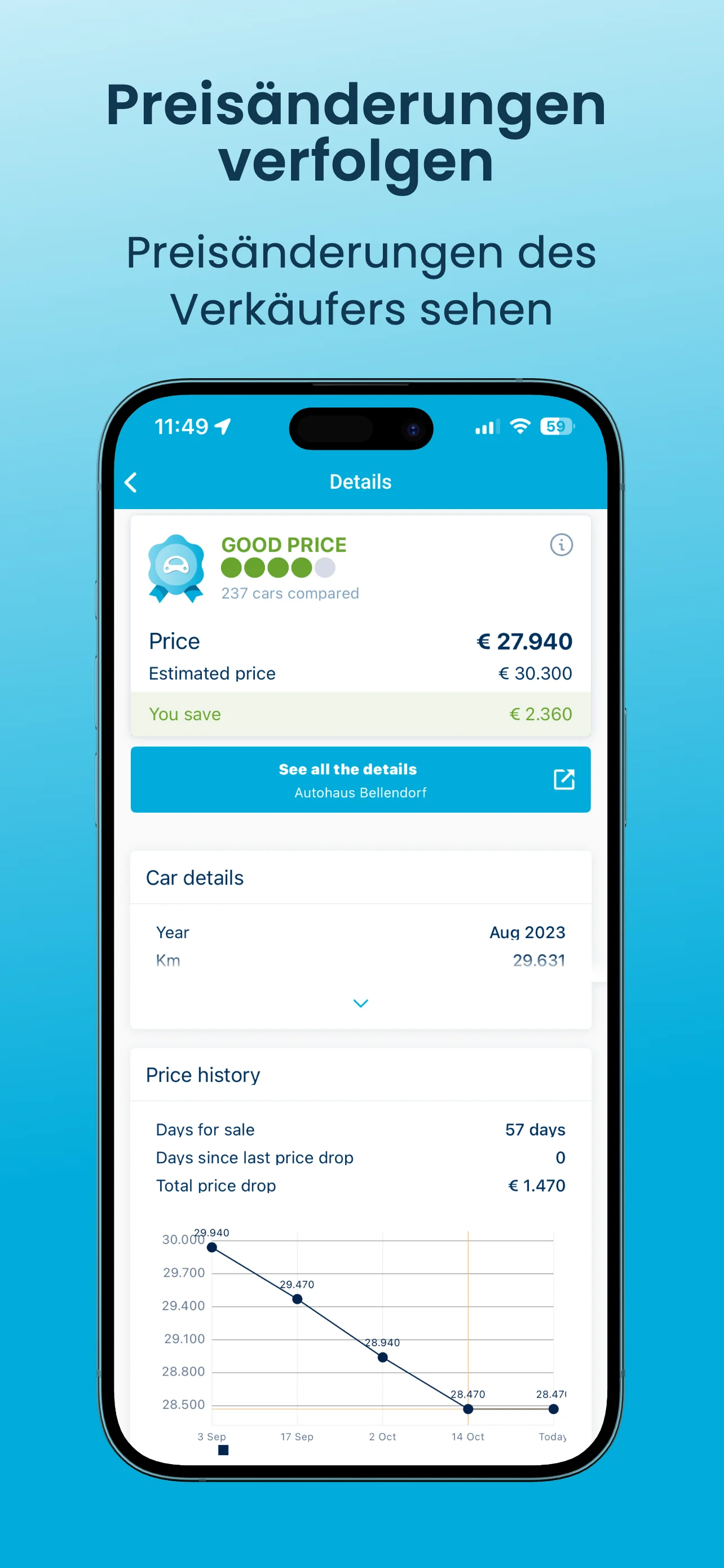 Preisänderungen verfolgen — Preishistorie des Verkäufers einsehen