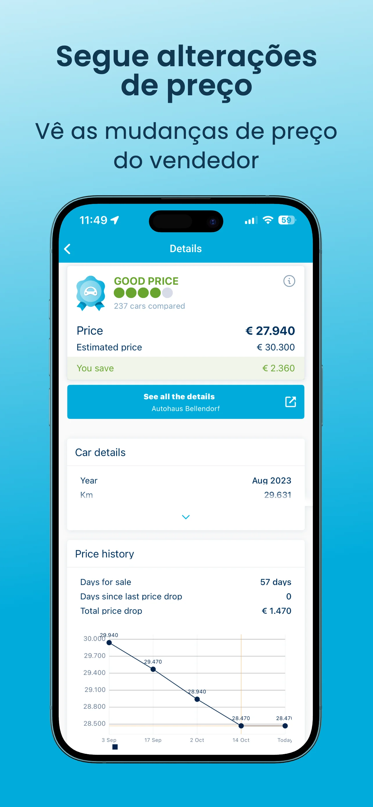 Acompanhe as alterações de preço — consulte o histórico de preços do vendedor
